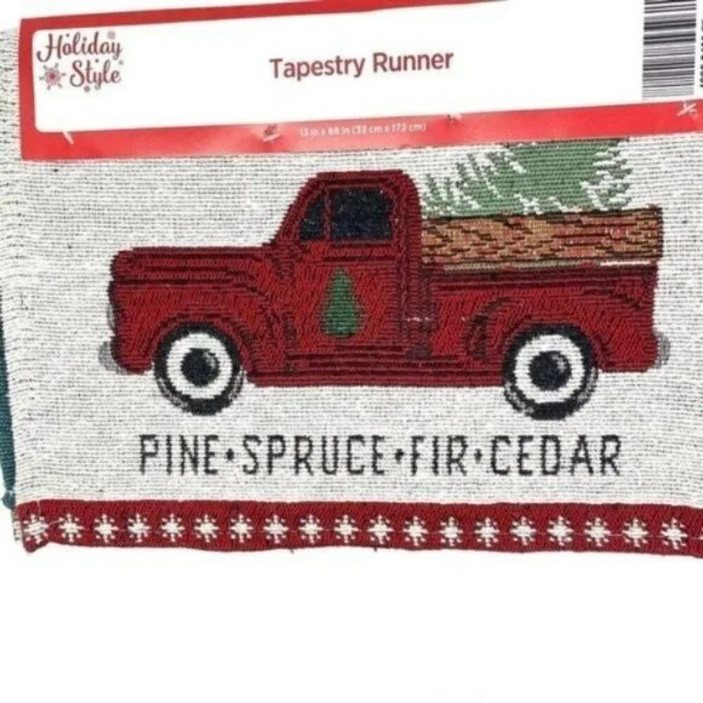 Christmas Red Truck Table Runner New